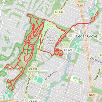Cedar Grove Hilltop Reservation trail, distance, elevation, map, profile, GPS track