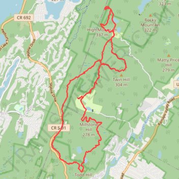 Loop Hike in Ramapo Valley County Reservation trail, distance, elevation, map, profile, GPS track