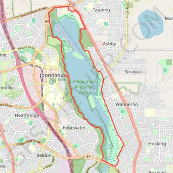 Lake Joondalup Circuit trail, distance, elevation, map, profile, GPS track