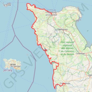 GR223 - Cherbourg à Coutances trail, distance, elevation, map, profile, GPS track