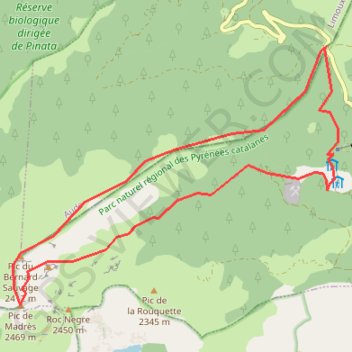 Madres depuis le col de Jau trail, distance, elevation, map, profile, GPS track