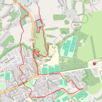 Prior Park, Combe Down, Allotments trail, distance, elevation, map, profile, GPS track