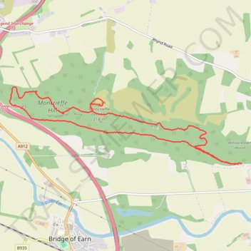 Loop walk at Moncrieffe Hill from Earn Car Park trail, distance, elevation, map, profile, GPS track