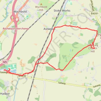 Hanbury Canal and Hanbury Church Hill walk trail, distance, elevation, map, profile, GPS track