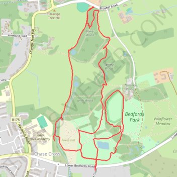 Bedfords Country Park trail, distance, elevation, map, profile, GPS track
