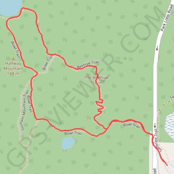 The Beehive Loop via The Bowl trail, distance, elevation, map, profile, GPS track