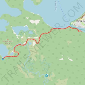 Hope Arm Hut to Manapouri trail, distance, elevation, map, profile, GPS track