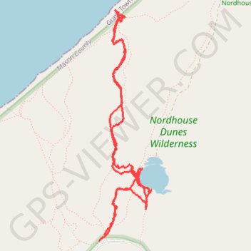 Nordhouse Dunes Wilderness hike trail, distance, elevation, map, profile, GPS track