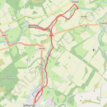 River Teviot Bike Loop from Jedburgh trail, distance, elevation, map, profile, GPS track