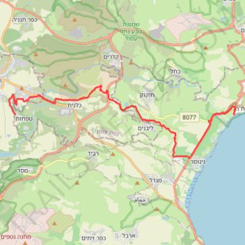 Cycling from the Kineret to Tefahot trail, distance, elevation, map, profile, GPS track