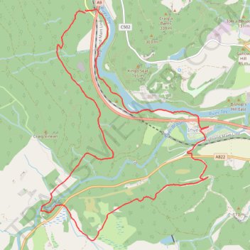 Falls of the Braan and River Tay loop trail trail, distance, elevation, map, profile, GPS track