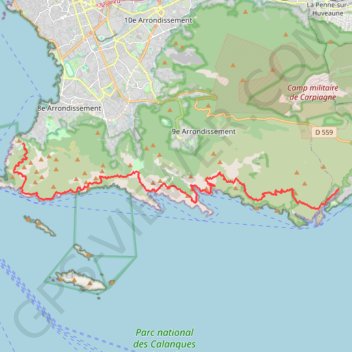 Marseille - Cassis trail, distance, elevation, map, profile, GPS track