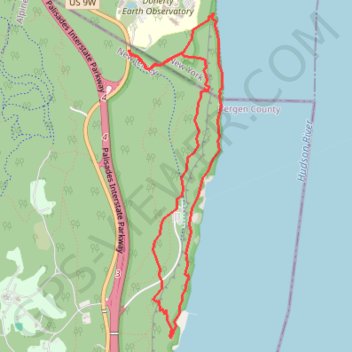 Palisades Interstate Park Loop trail, distance, elevation, map, profile, GPS track