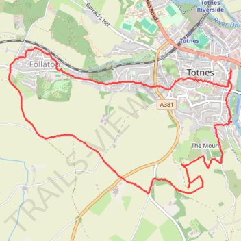 Totnes hike trail, distance, elevation, map, profile, GPS track