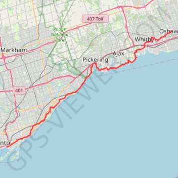 Toronto - Oshawa trail, distance, elevation, map, profile, GPS track