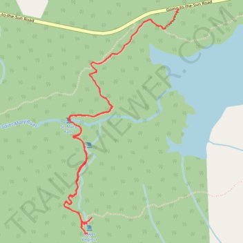St. Mary and Virginia Falls trail, distance, elevation, map, profile, GPS track