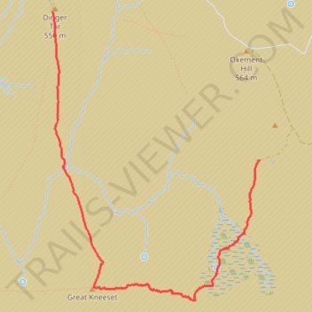 Dinger Tor to Ockerton Court via Great Kneeset trail, distance, elevation, map, profile, GPS track