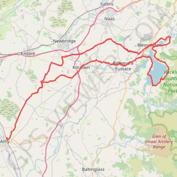 Blessington trail, distance, elevation, map, profile, GPS track