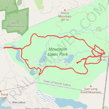 Mountain Lakes Park loop trail, distance, elevation, map, profile, GPS track
