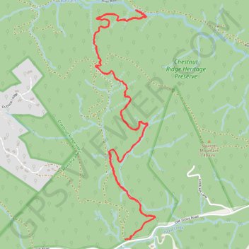Chestnut Ridge Trail in Chesnut Ridge Heritage Preserve trail, distance, elevation, map, profile, GPS track