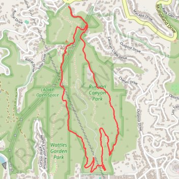 Runyon Canyon Loop trail, distance, elevation, map, profile, GPS track