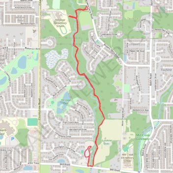 Bradford Creek Greenway trail, distance, elevation, map, profile, GPS track