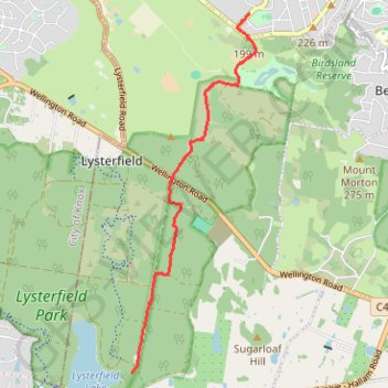 Lysterfield Park trail, distance, elevation, map, profile, GPS track