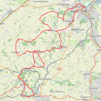 From Knowles Hill to Follaton trail, distance, elevation, map, profile, GPS track