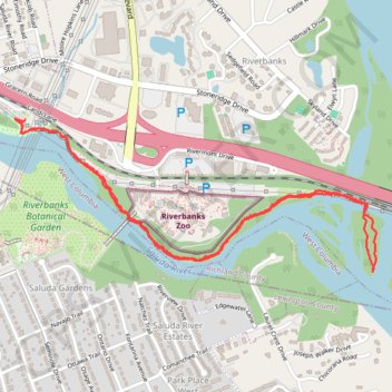Saluda Riverwalk trail, distance, elevation, map, profile, GPS track