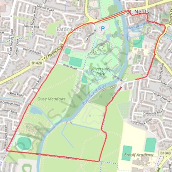 Around Riverside Park trail, distance, elevation, map, profile, GPS track