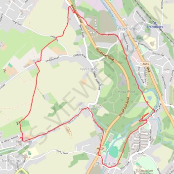 Netherthong, River Holme Riverside Loop Walk trail, distance, elevation, map, profile, GPS track