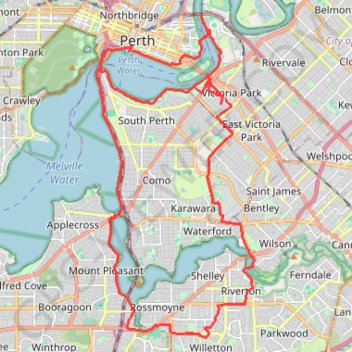 Perth Loop trail, distance, elevation, map, profile, GPS track