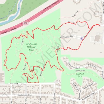 Hike at Tandy Hills Natural Area trail, distance, elevation, map, profile, GPS track