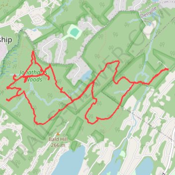 Jonathan's Woods Loop trail, distance, elevation, map, profile, GPS track