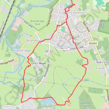 Colden Common to Stoke Woods Loop trail, distance, elevation, map, profile, GPS track