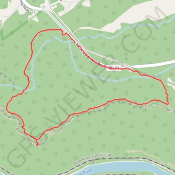 Endless Wall Trail via Diamond Point Overlook in New River Gorge National Park trail, distance, elevation, map, profile, GPS track