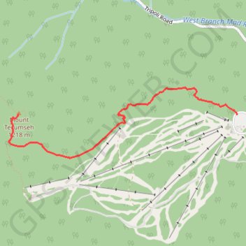 Mount Tecumseh Trail in White Mountain National Forest trail, distance, elevation, map, profile, GPS track
