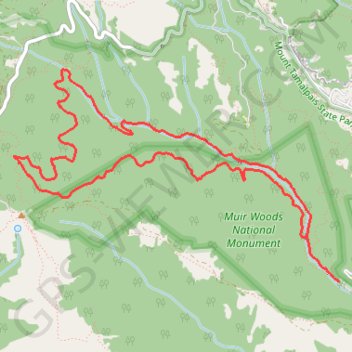 Muir Woods Bootjack Trail Loop trail, distance, elevation, map, profile, GPS track