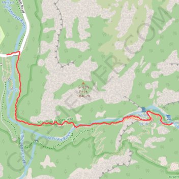 Vernal Falls trail, distance, elevation, map, profile, GPS track