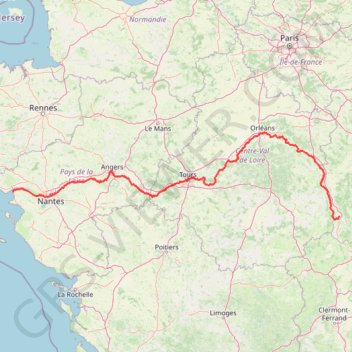 La Loire à Vélo trail, distance, elevation, map, profile, GPS track