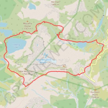 Chain Lakes Loop trail, distance, elevation, map, profile, GPS track
