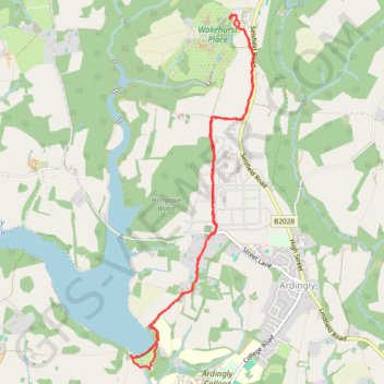 Ardingly Reservoir to Wakehurst Place walk trail, distance, elevation, map, profile, GPS track