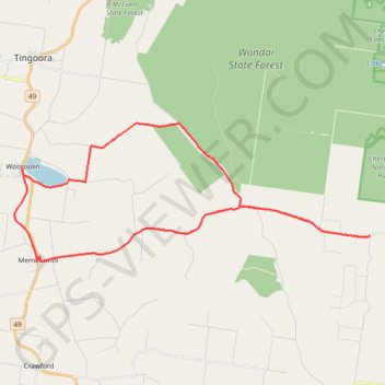 Memerambi to Wattlecamp via south Charlestown Qld trail, distance, elevation, map, profile, GPS track