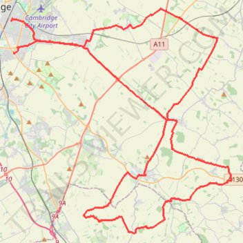 Gravel bike loop ride from Cambridge trail, distance, elevation, map, profile, GPS track