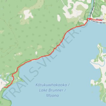 Lake Brunner Scenic Trail trail, distance, elevation, map, profile, GPS track