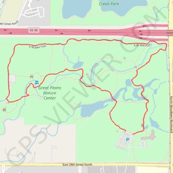 Chisholm Creek Park Loop in Great Plains Nature Center trail, distance, elevation, map, profile, GPS track