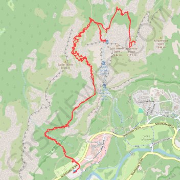 Upper Yosemite Fall, Yosemite Point, Oh My Gosh Point and Columbia Rock trail, distance, elevation, map, profile, GPS track
