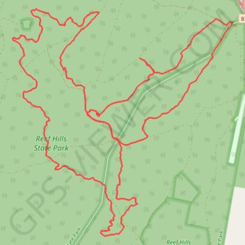 Reef Hills State Park trail, distance, elevation, map, profile, GPS track