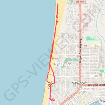 Nye Beach trail, distance, elevation, map, profile, GPS track