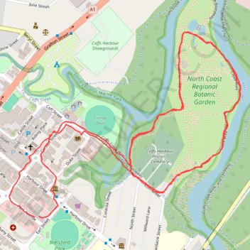 North Coast Regional Botanic Garden loop trail, distance, elevation, map, profile, GPS track